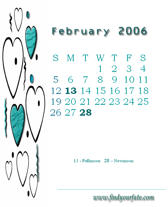 2006 Monthly Calendar - February