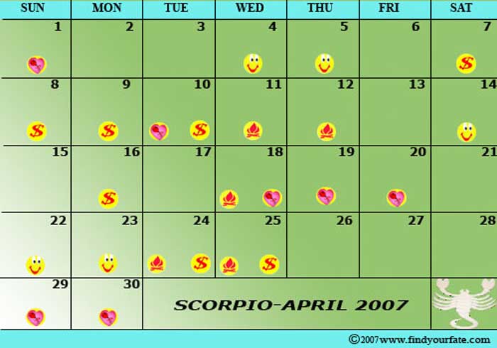 2007 April Scorpio calendar