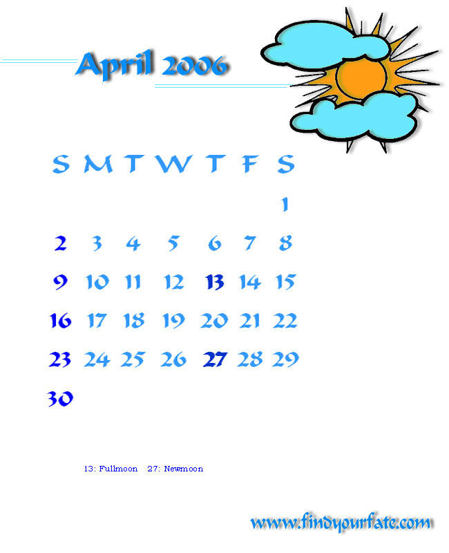 2006 Desktop Calendar - April