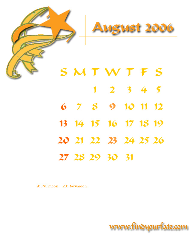 2006 Desktop Calendar - August