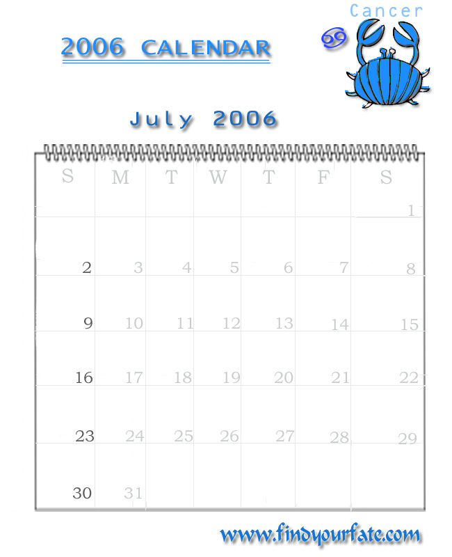 2006 Desktop Calendar - Cancer