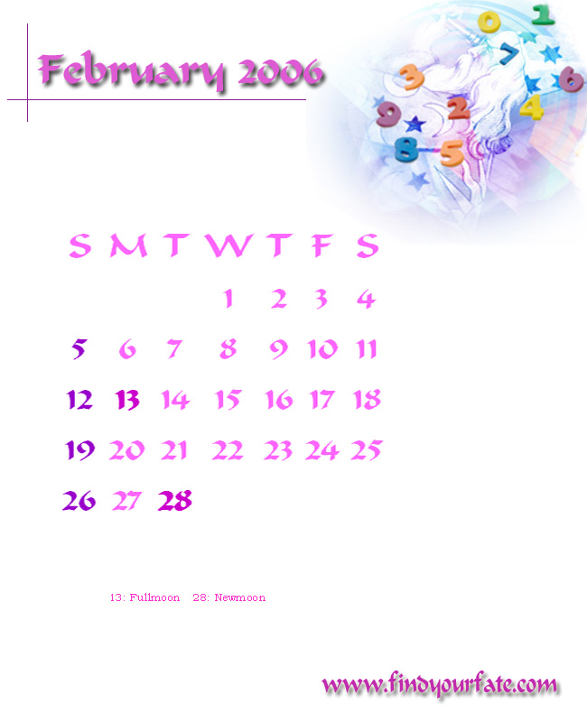 2006 Desktop Calendar - February