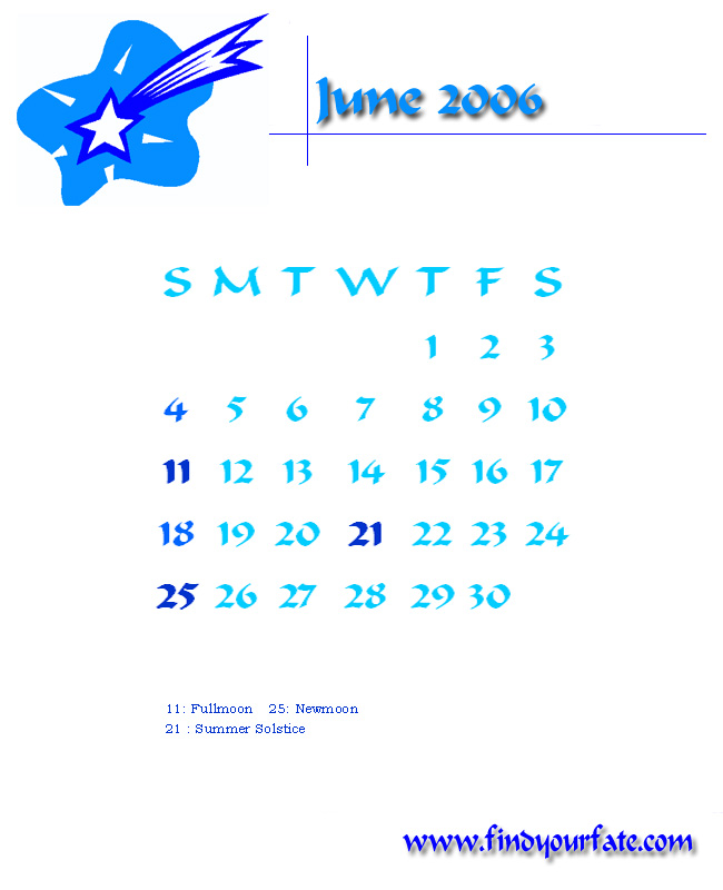 2006 Desktop Calendar - June