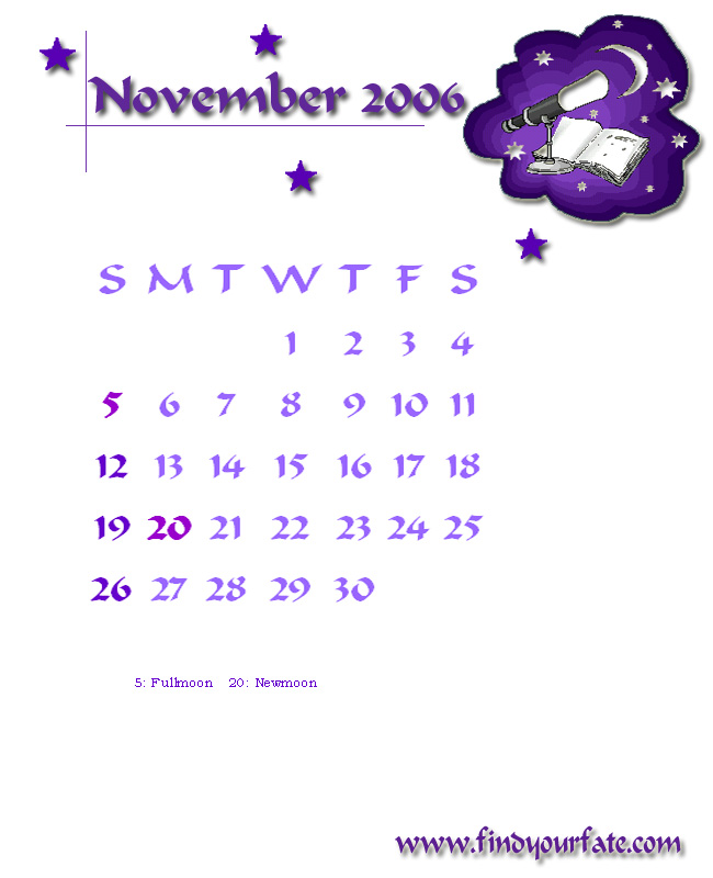2006 Desktop Calendar - November