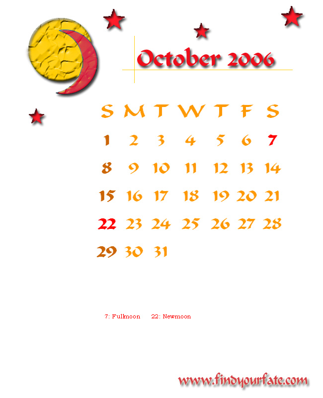 2006 Desktop Calendar - October