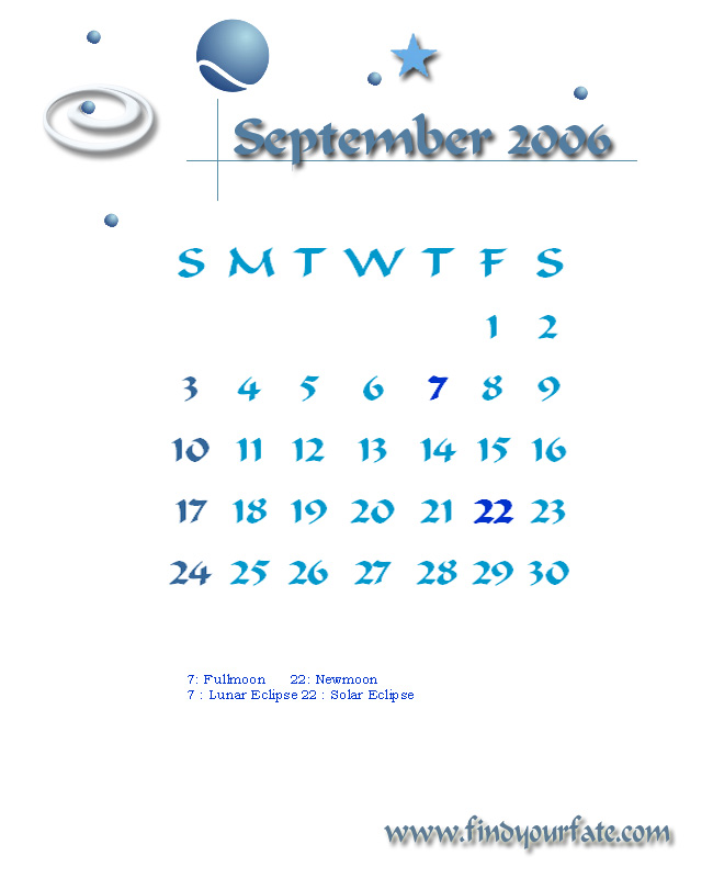 2006 Desktop Calendar - September