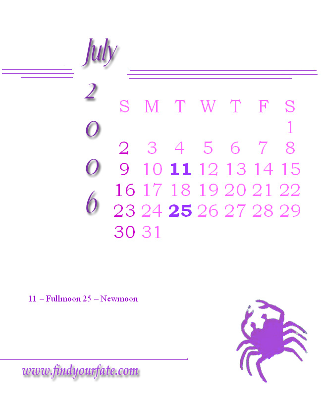 2006 Monthly Calendar - Cancer