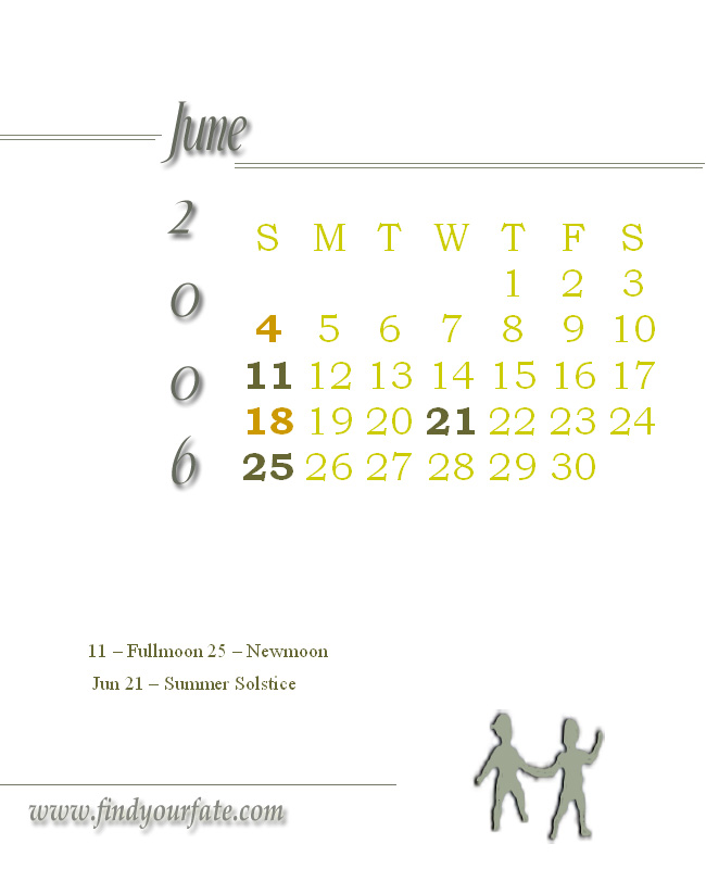 2006 Monthly Calendar - Gemini