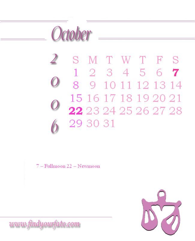 2006 Monthly Calendar - Libra