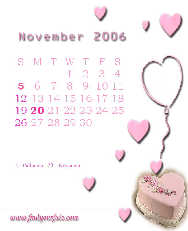 2006 Monthly Calendar - November