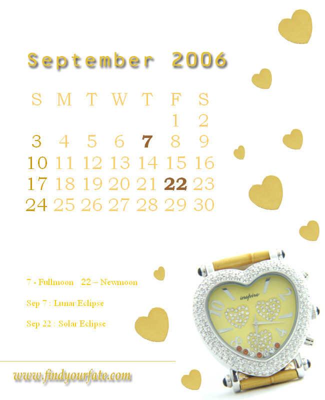 2006 Monthly Calendar - September