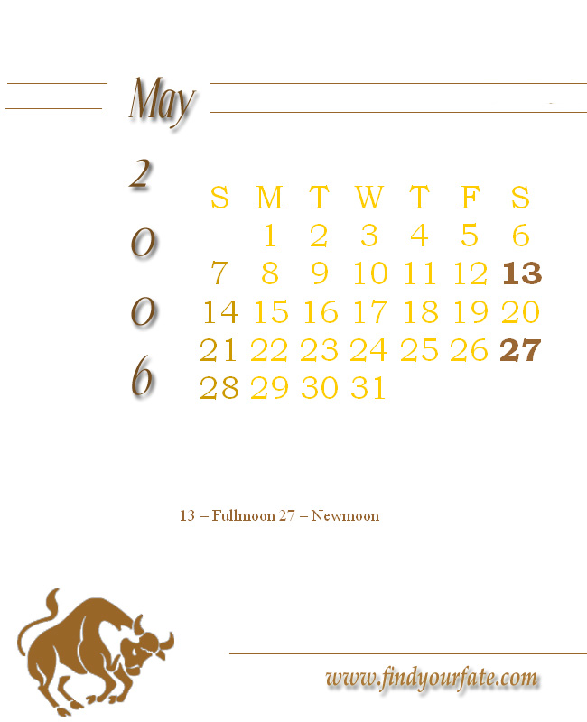 2006 Monthly Calendar - Taurus
