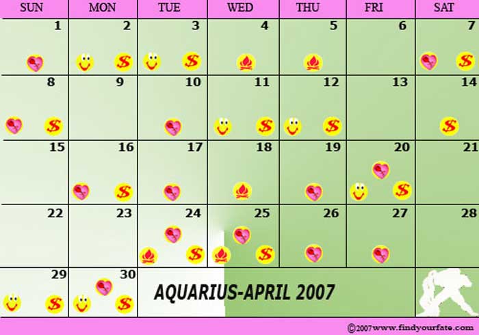 2007 April Aquarius calendar