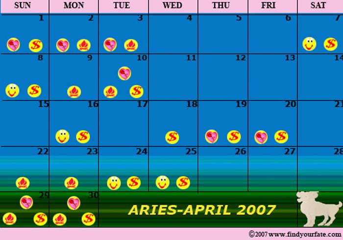 2007 April Aries calendar