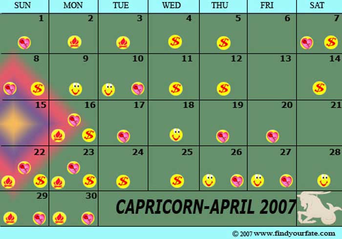 2007 April Capricorn calendar