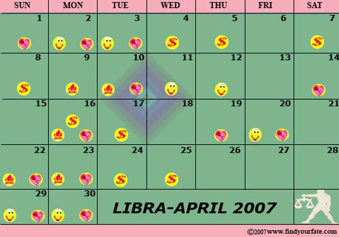 2007 April Libra calendar
