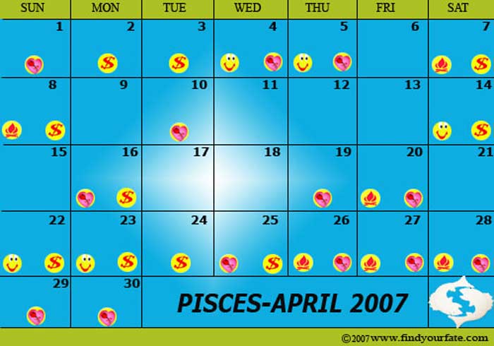 2007 April Pisces calendar