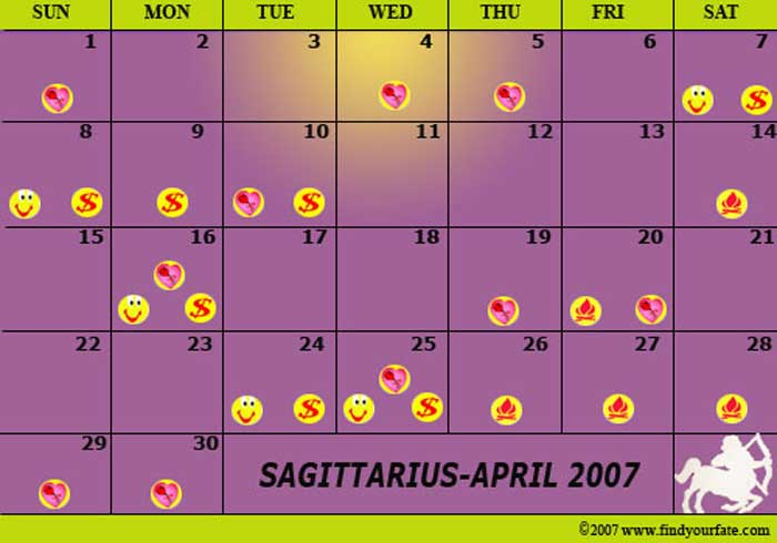 2007 April Sagittarius calendar