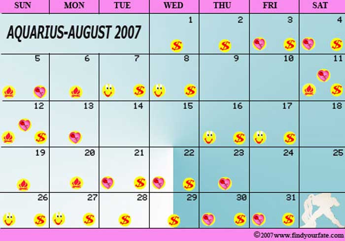 2007 August Aquarius calendar