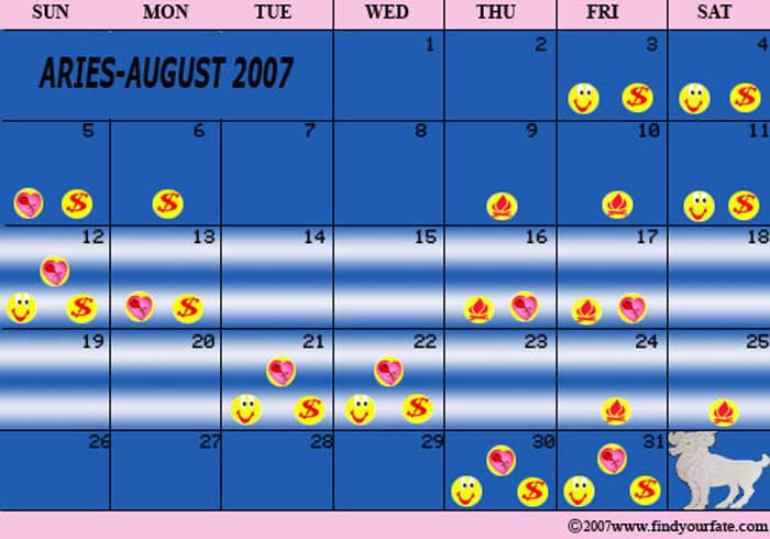 2007 August Aries calendar