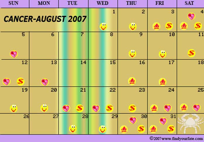 2007 August Cancer calendar