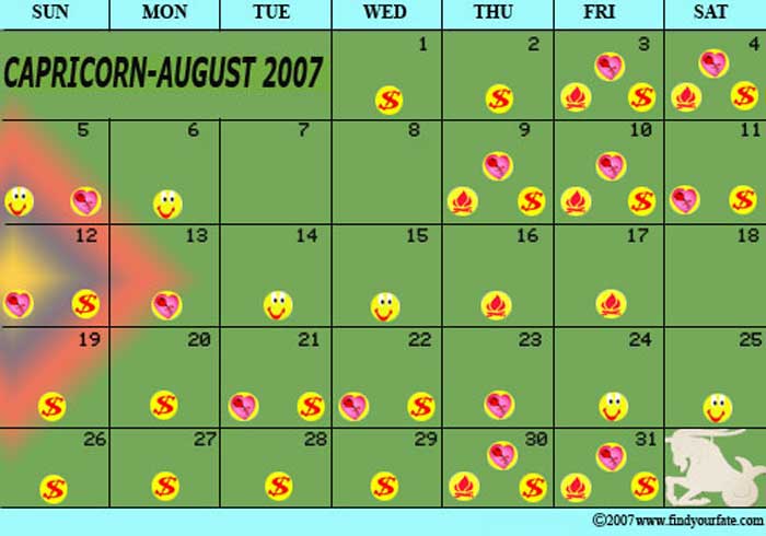 2007 August Capricorn calendar
