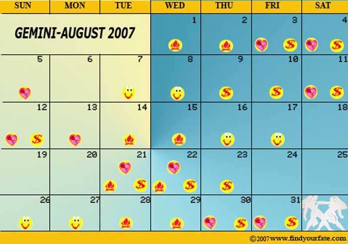 2007 August Gemini calendar