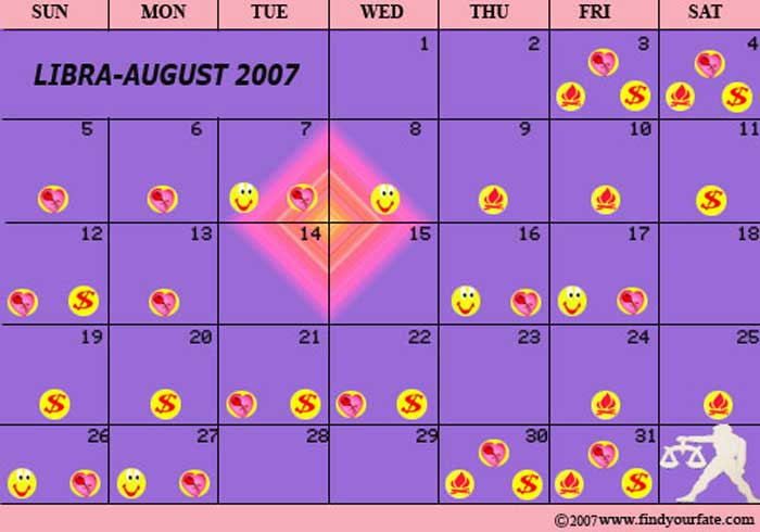 2007 August Libra calendar