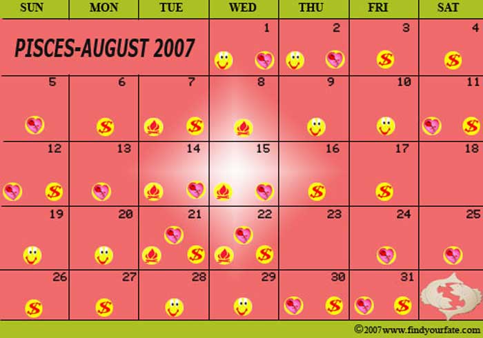 2007 August Pisces calendar