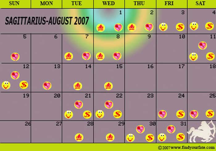 2007 August Sagittarius calendar