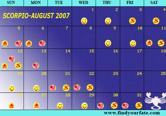 2007 August Scorpio calendar