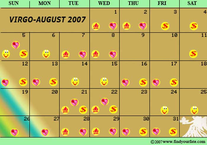 2007 August Virgo calendar