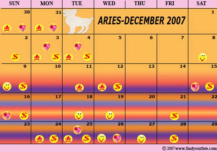 2007 December Aries calendar