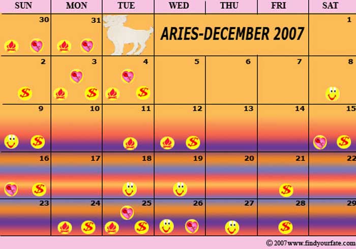 2007 December Aries calendar