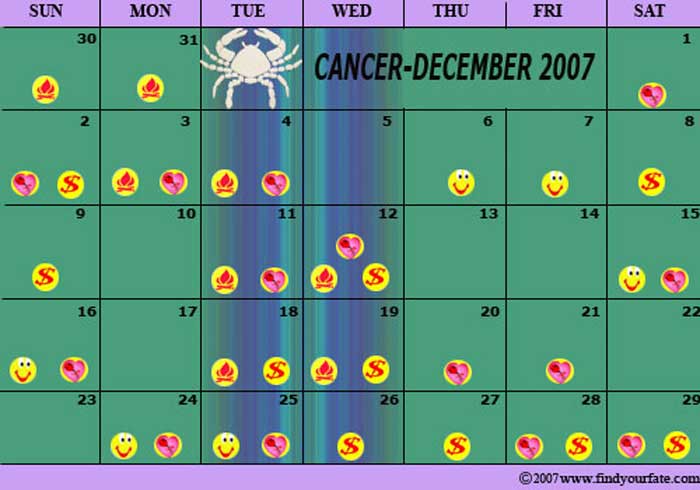 2007 December Cancer calendar