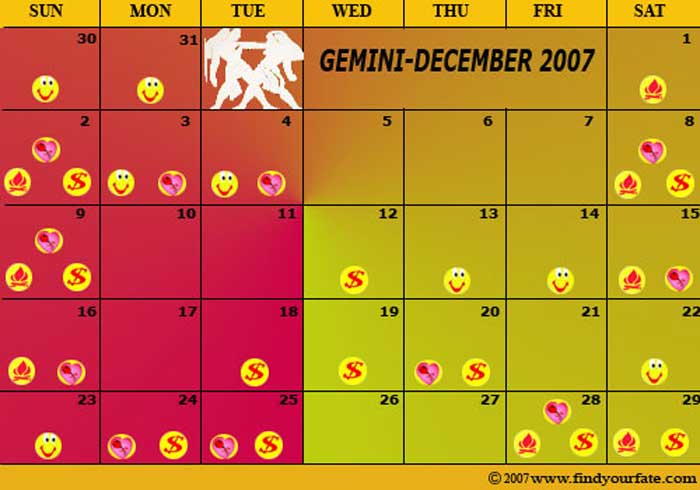 2007 December Gemini calendar
