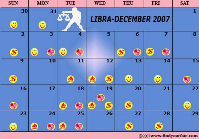 2007 December Libra calendar