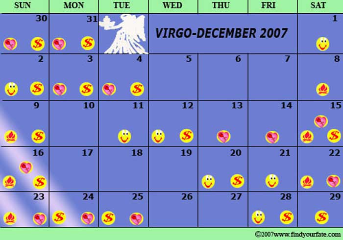 2007 December Virgo calendar