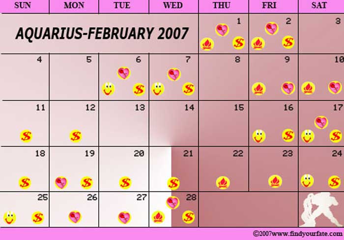 2007 February-Aquarius calendar