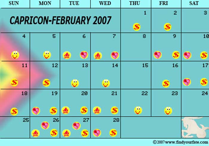 2007 February-Capricorn calendar