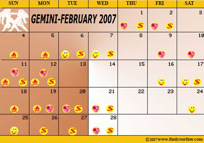 2007 February-Gemini calendar