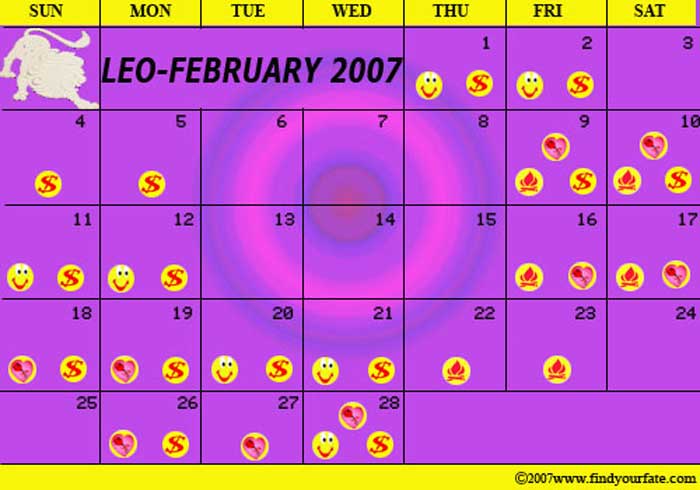 2007 February-leo calendar