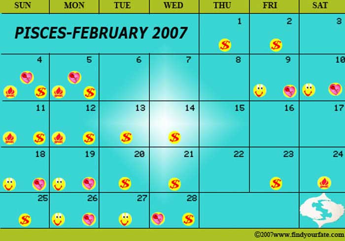2007 February-Pisces calendar