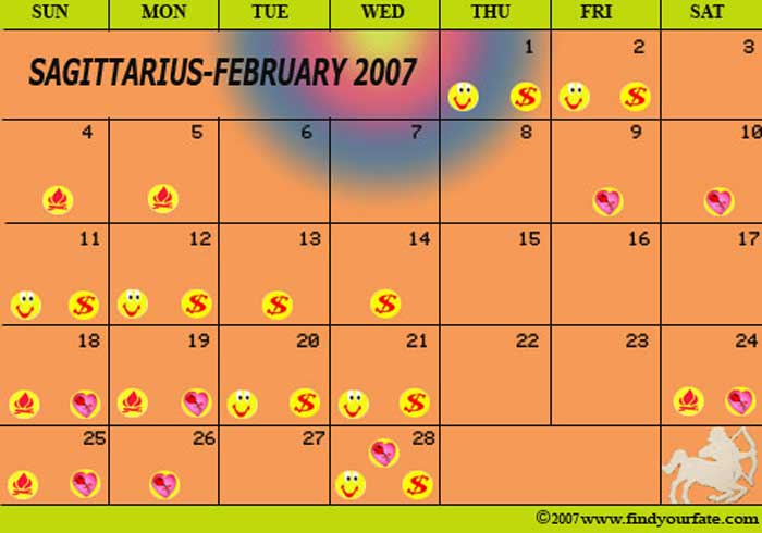2007 February-Sagittarius calendar