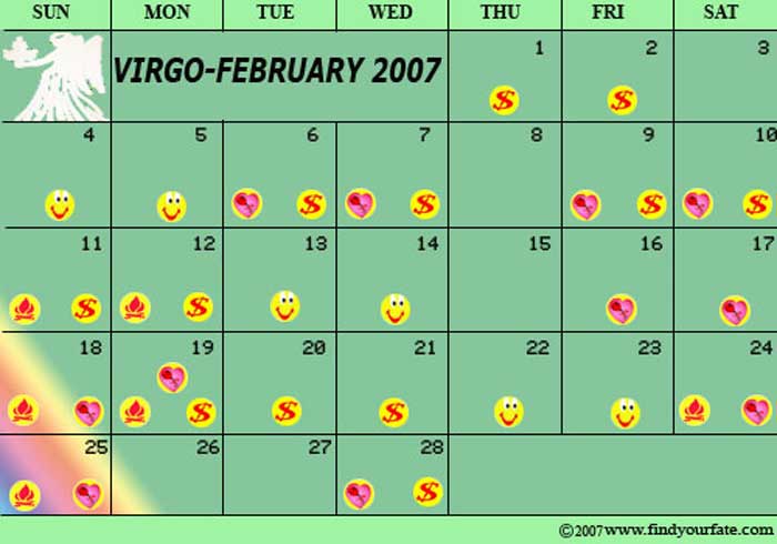 2007 February-virgo calendar
