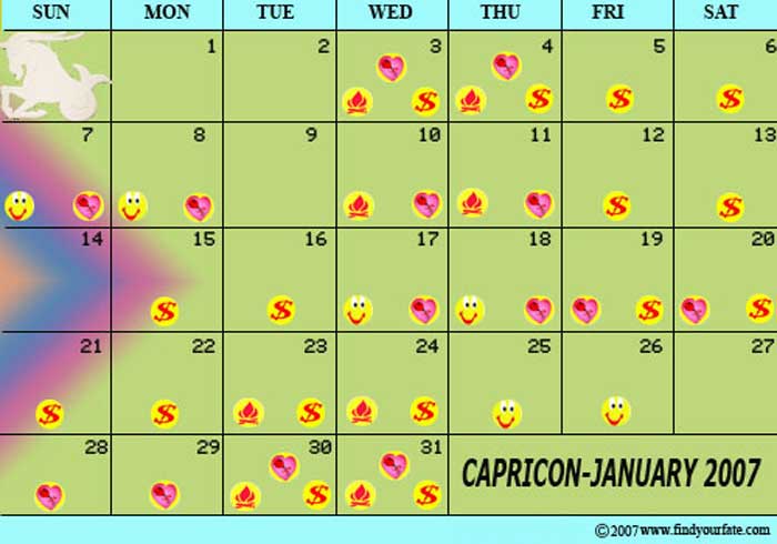 2007 January-capricorn calendar