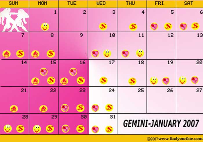 2007 January-Gemini calendar