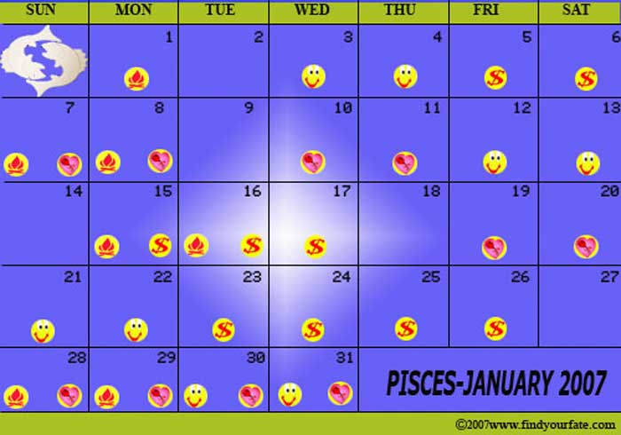 2007 January-pisces calendar