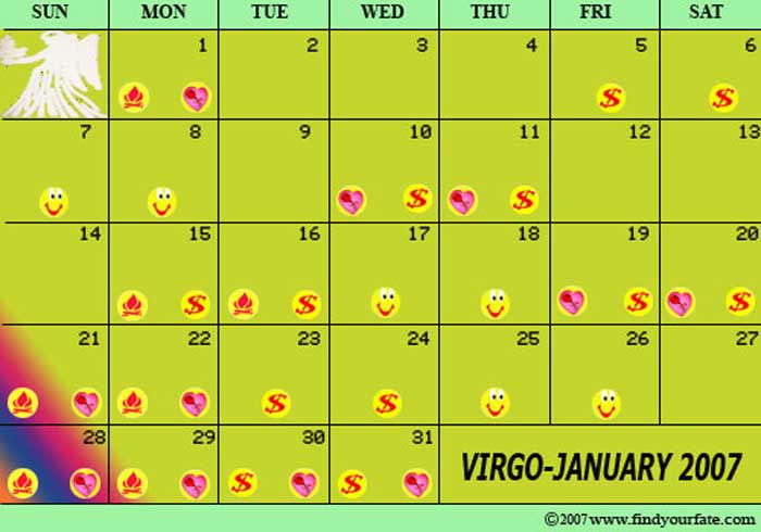 2007 January-virgo calendar