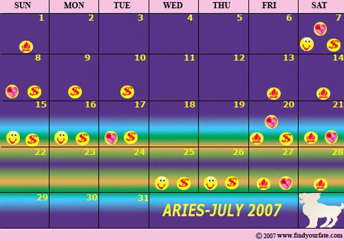 2007 July Aries calendar